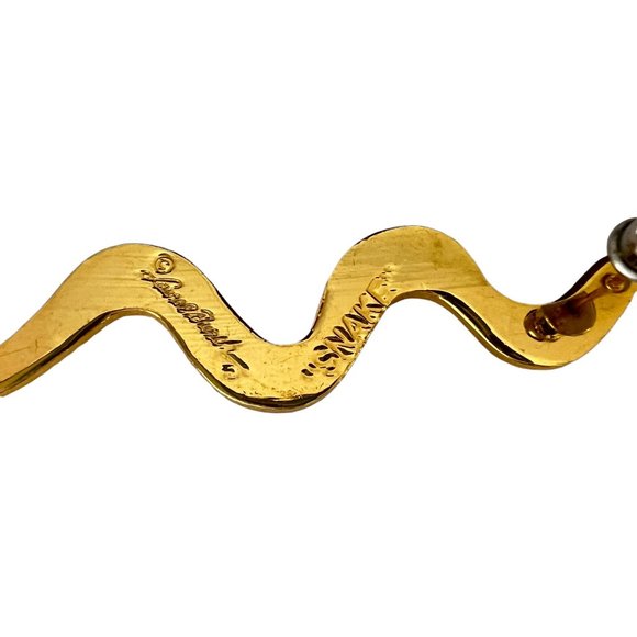 Vintage Laurel Burch Snake Pin Brooch Earrings Cloisonne Rainbow Multico… - Picture 9 of 10